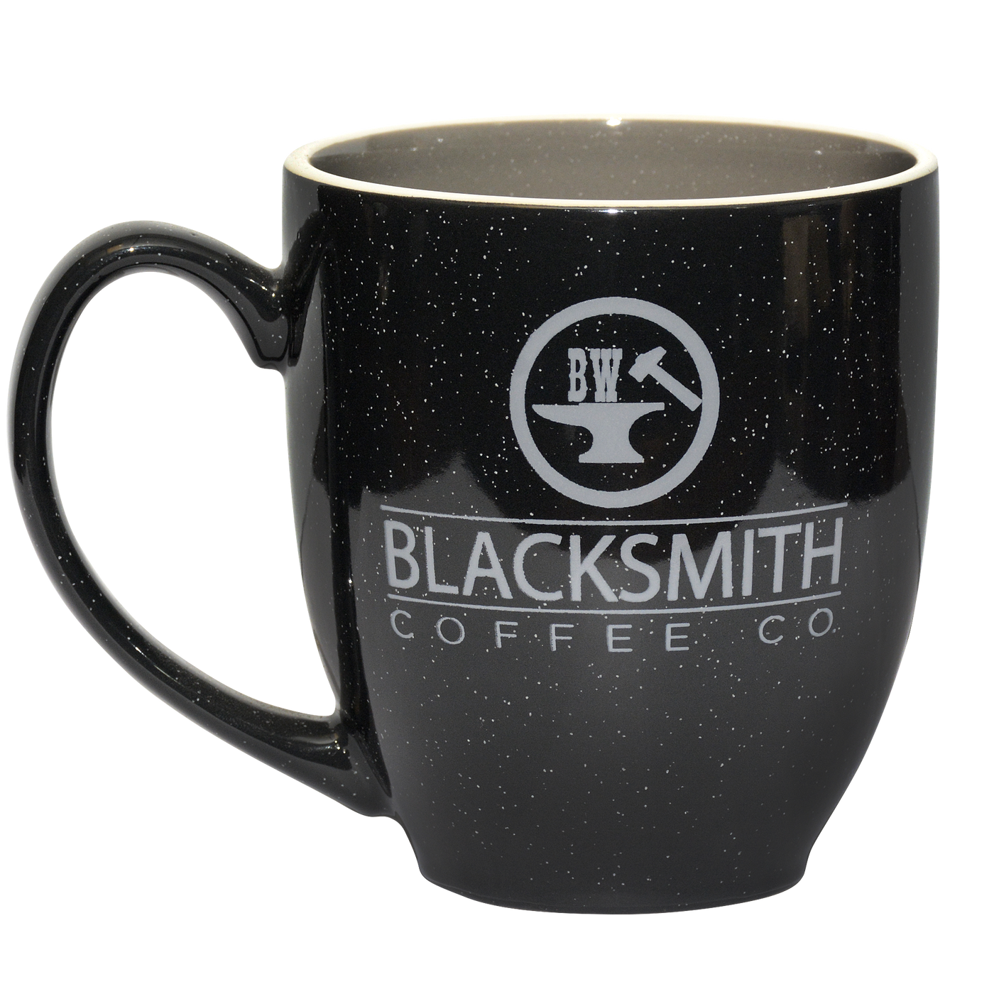 BW (Speckled BISTRO) Ceramic 15 oz. Coffee Mug-Black