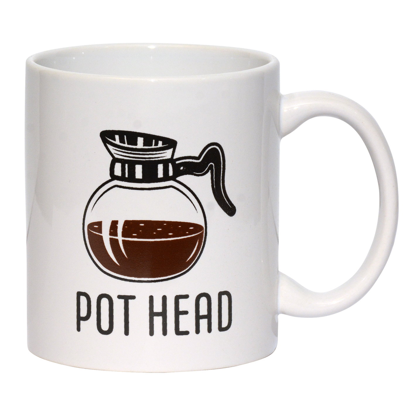 BW (Pot Head) Ceramic 15 oz. Coffee Mug-White